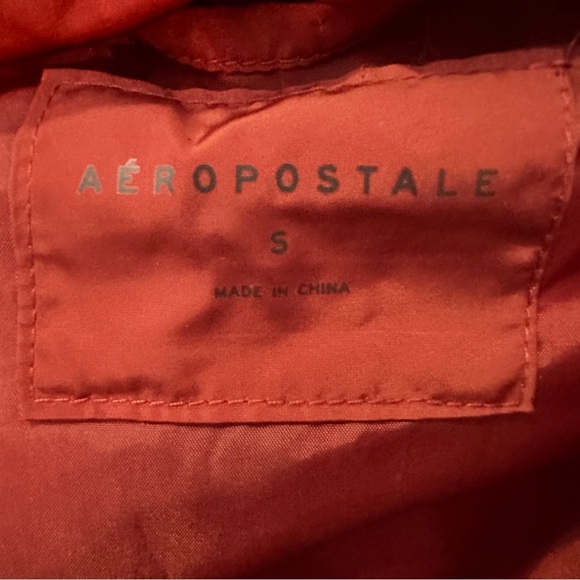 Aeropostale Colorblock Puffer Vest Hooded Chevron Red Pink Navy Size S - Picture 9 of 11